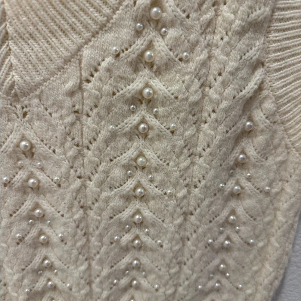 Zara Cream Cable Knit Sweater Vest - Picture 4 of 7